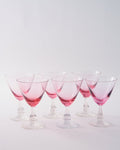 1950s Cerise Pink Wine Goblet Set of Six