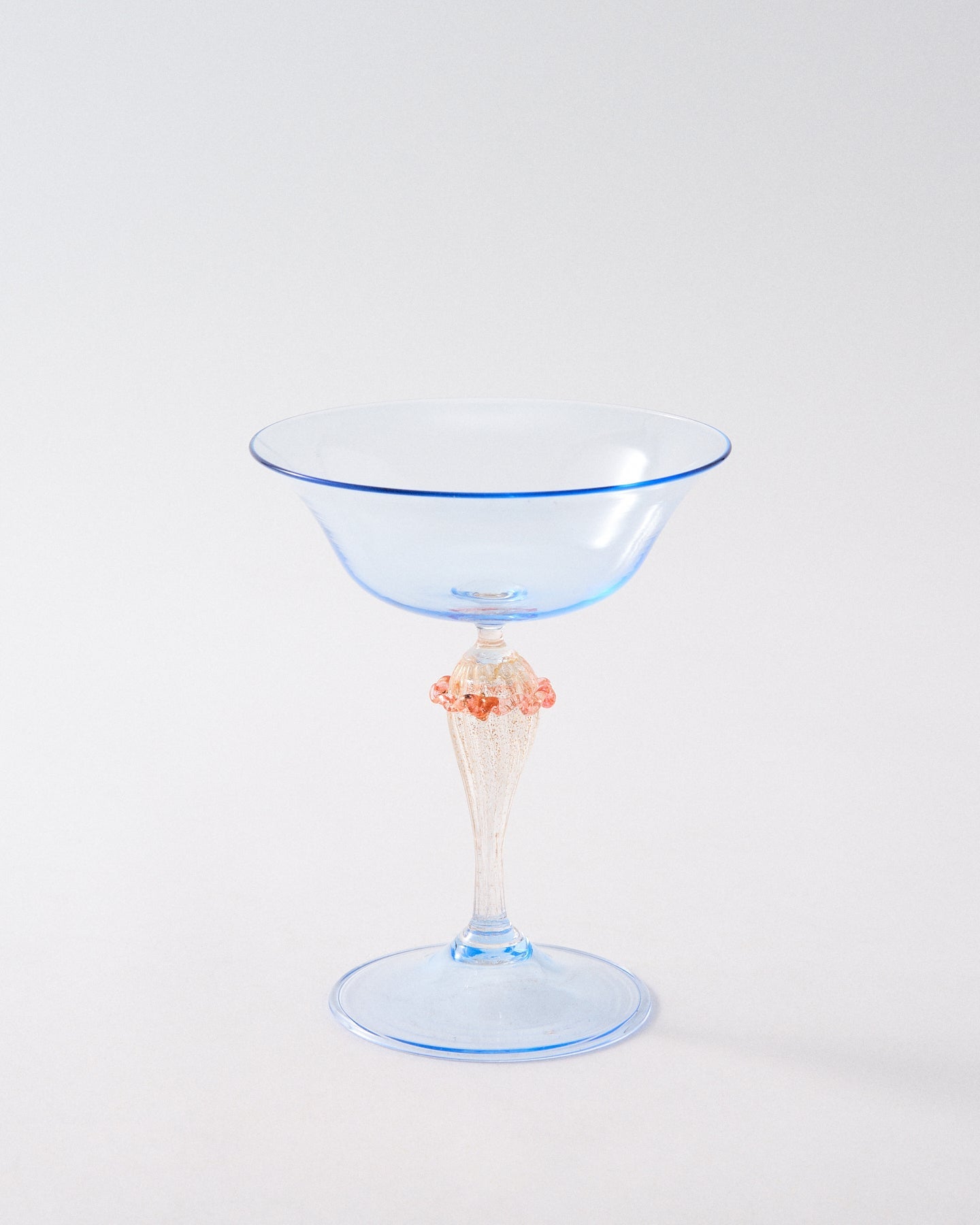 1950s Venetian Blue & Gold Coupe Glass