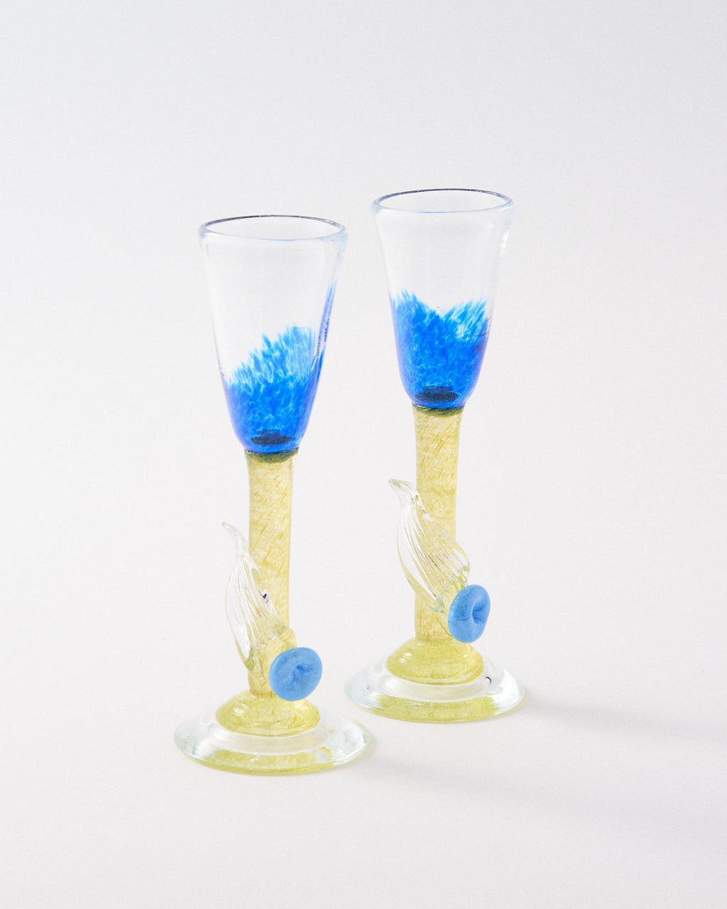 Artist Glass Flower Petite Champagne Glass Set of Two