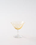 1930s American Etched Fleur-de-lis Topaz Low Waterfall Stem Cocktail Glass