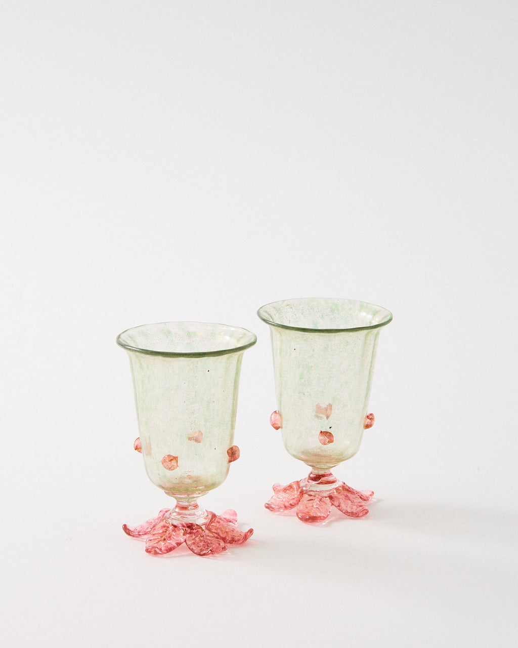 1920s Venetian Iridescent Pink & Green Cordial Glass