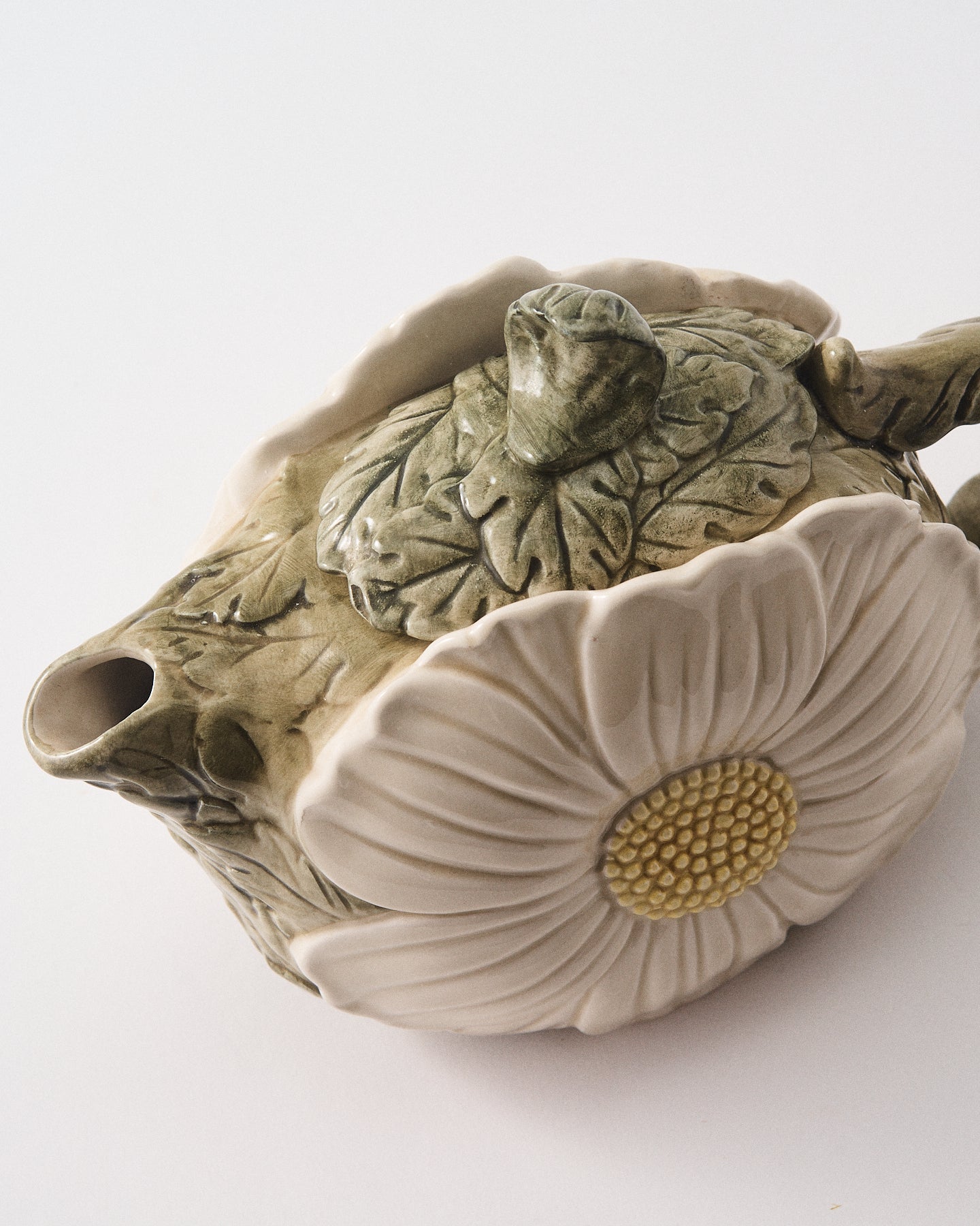 1980s Hand Painted Ceramic Daisy Teapot