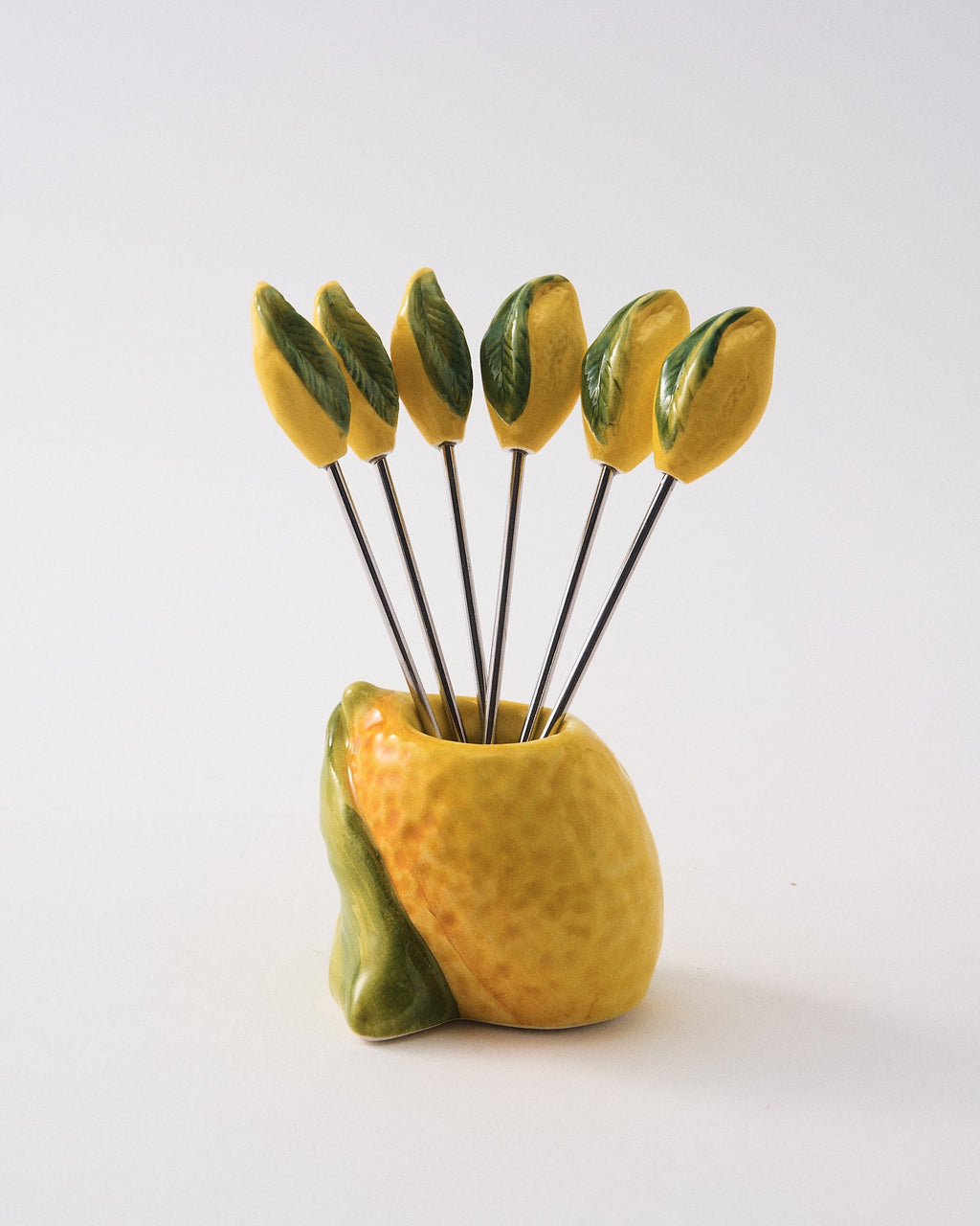 Lemon Appetizer Fork & Holder Set