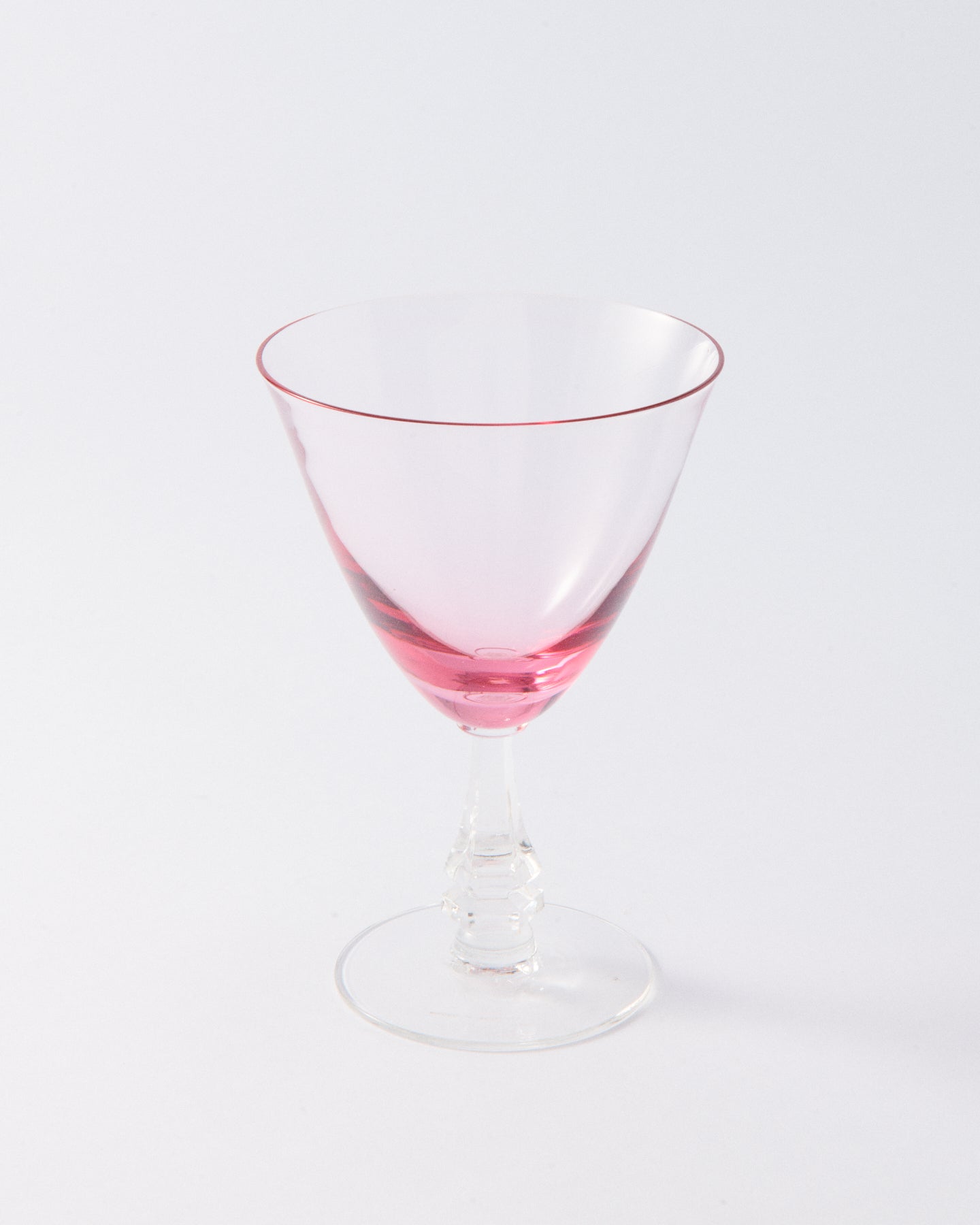1950s Cerise Pink Wine Goblet Set of Six